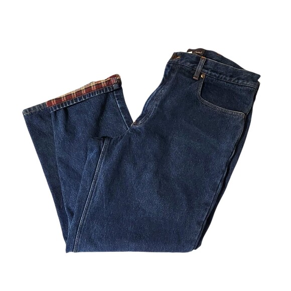 Eddie Bauer Jeans Flannel Lined Medium Wash Boot Cut Mens 38x30 - Picture 1 of 9
